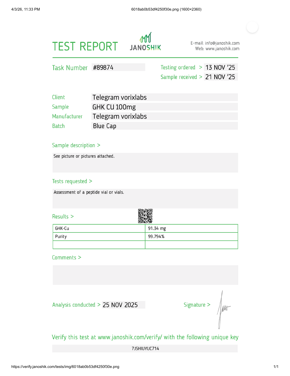 CoA preview for GHK-Cu 100mg