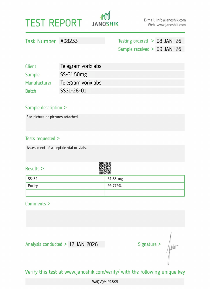 CoA preview for SS-31 50mg