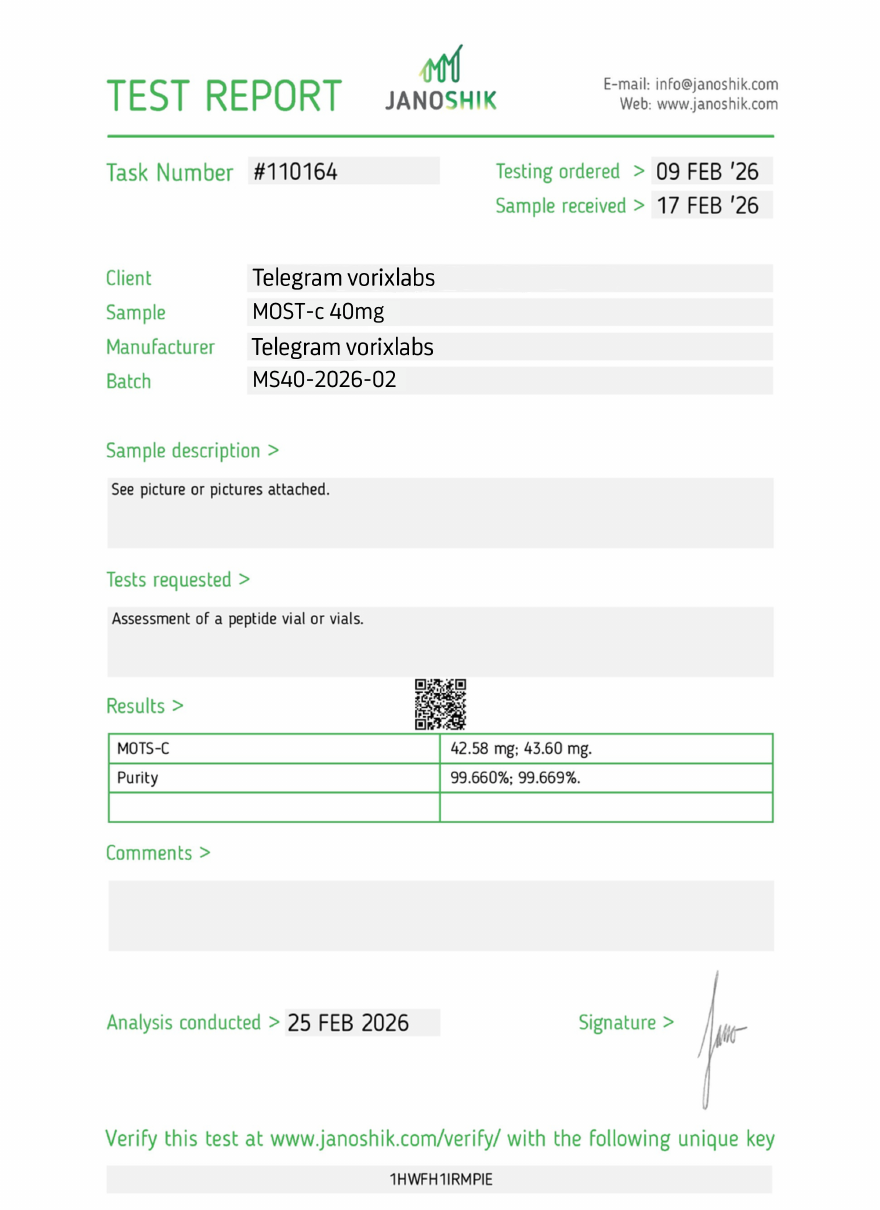 CoA preview for MOTS-c 40mg