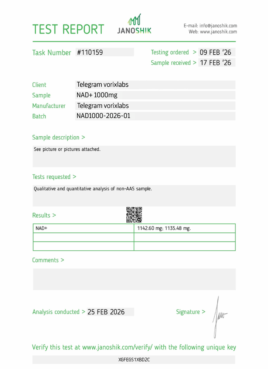 CoA preview for NAD+ 1000mg