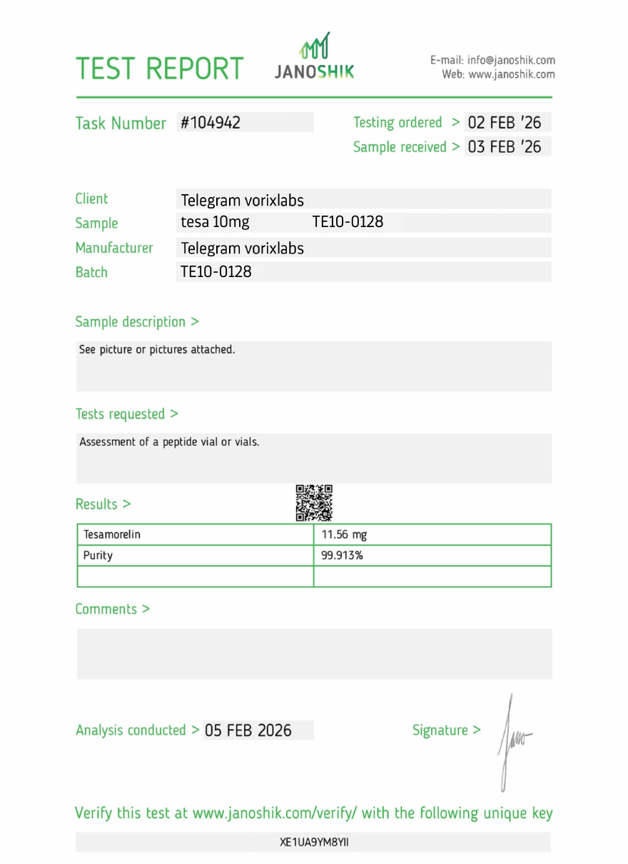 CoA preview for Tesamorelin 10mg